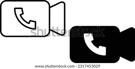 Video call icon sheet, simple trendy flat style line and solid Isolated vector illustration on white background. For apps, logo, websites, symbol , UI, UX, graphic and web design. EPS 10.