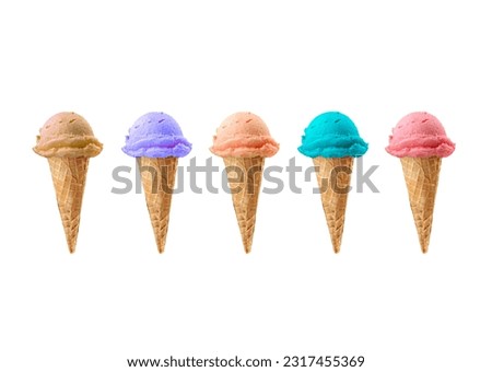 Colorful ice cream pattern on pink pastel background. Summer creative concept.