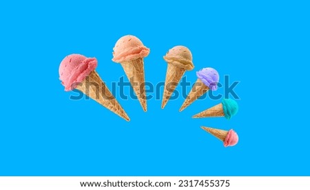 Colorful ice cream pattern on pink pastel background. Summer creative concept.