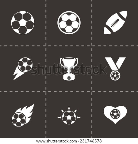 Vector football icon set on black background