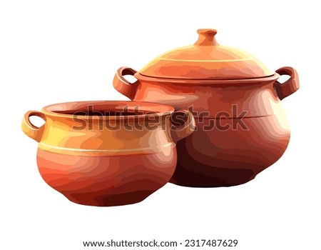 Earthenware pottery, antique craft product icon isolated Royalty-Free Stock Photo #2317487629