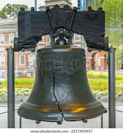 Close up of the Liberty Bell in Philadelphia near Independence Hall Royalty-Free Stock Photo #2317493957