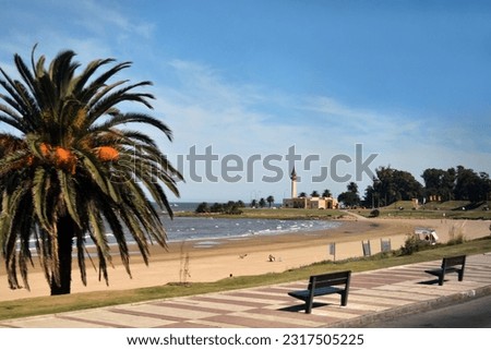Photography of a beach and sidewalk of Montevideo City, Uruguay