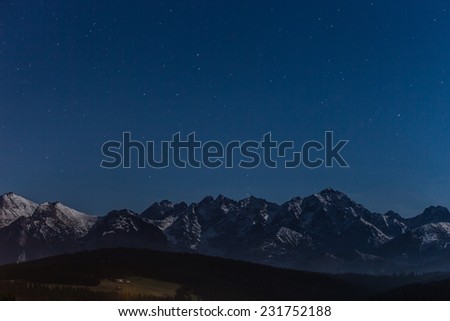Stars overt Tatra mountains