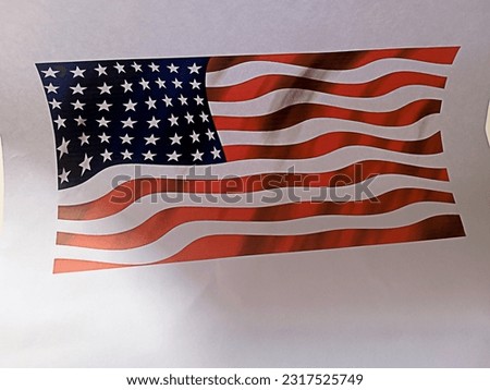 American flag printed on white paper. Independence Day of America's concept. isolated