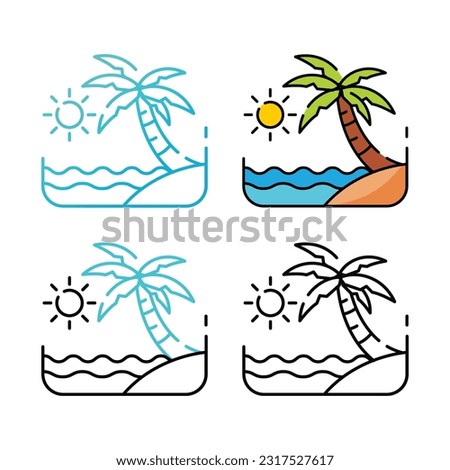 Beach icon design in four variation color