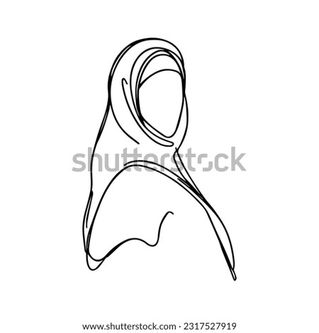 Vector illustration. One line drawing. A woman in a hijab.
