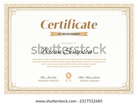Elegant certificate template fram winner