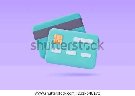 3d credit card icon. Online payment. Cashless society for shopping. 3D illustration. Royalty-Free Stock Photo #2317540193