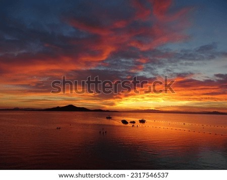 Sunset in Mar Menor, La Manga. View to the Baron's Island