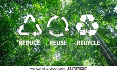 icons related to reduce, reuse, recycle on green background blocks The concept of reduce, reuse, reuse symbols, ecological waste management and sustainable and economical lifestyles. Royalty-Free Stock Photo #2317578287