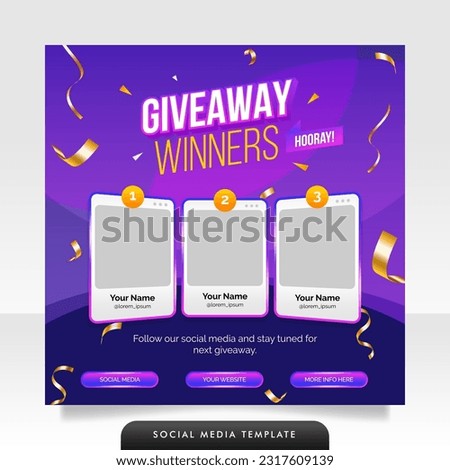 Giveaway winner announcement social media post banner template Royalty-Free Stock Photo #2317609139