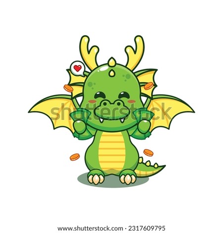 dragon holding money cartoon vector illustration.