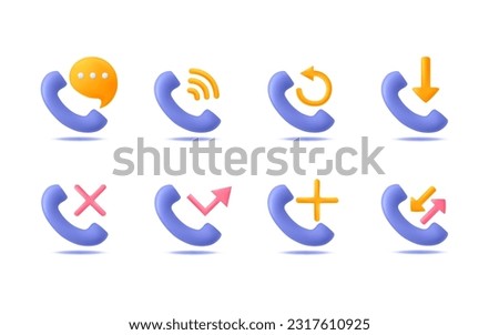 Set of 3d phone icon vector illustration. Modern and trendy phone call design communication Royalty-Free Stock Photo #2317610925