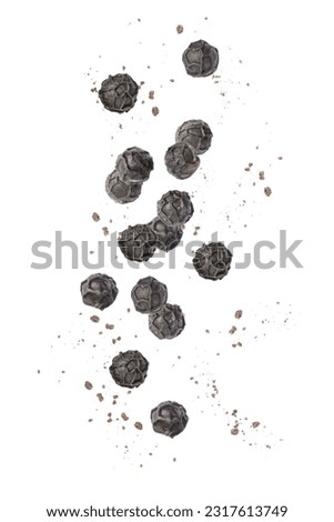 Ground black pepper (peppercorn) falling isolated on white background Royalty-Free Stock Photo #2317613749