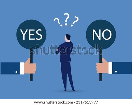 Businessman is not sure what to choose. vector illustration.