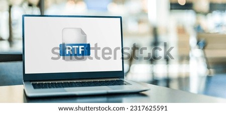 Laptop computer displaying the icon of RTF file