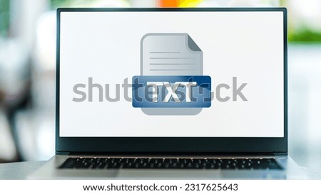 Laptop computer displaying the icon of TXT file
