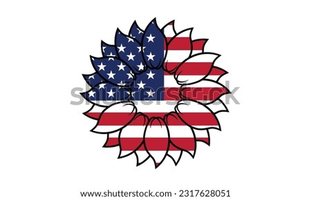 Patriotic Sunflower 4th of July 3D Sunflower  Vector and Clip Art