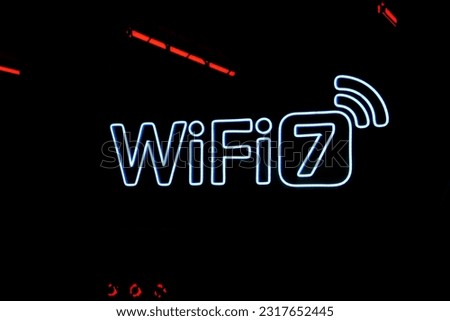 Wi-Fi 7 — next generation of wireless network, much faster than Wi-Fi 6. More bandwidth for highspeed internet connection Royalty-Free Stock Photo #2317652445
