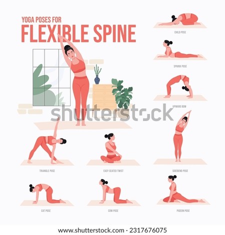 Yoga poses for FLEXIBLE spine. Young woman practicing Yoga pose. Woman workout fitness, aerobic and exercises