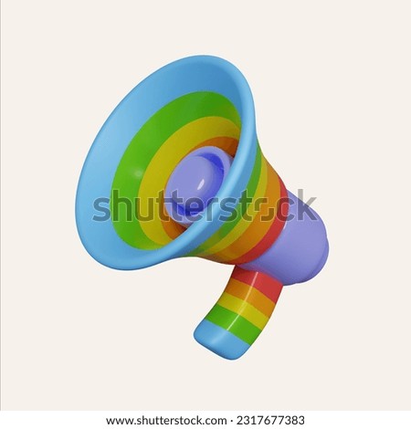 3d rainbow speaker for Gay pride, LGBT pride, LGBTQ symbol. icon isolated on white background. 3d rendering illustration. Clipping path..