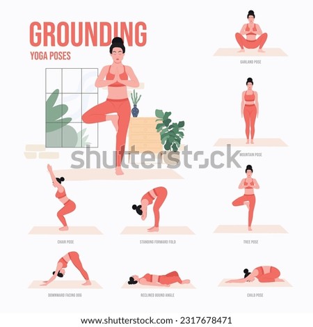 Grounding Yoga poses. Young woman practicing Yoga pose. Woman workout fitness, aerobic and exercises Royalty-Free Stock Photo #2317678471