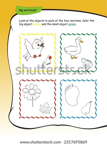Exploring Fundamental Math Ideas for Children: Teaching Size Concepts with Engaging Educational Activities and Coloring Worksheets Royalty-Free Stock Photo #2317695869