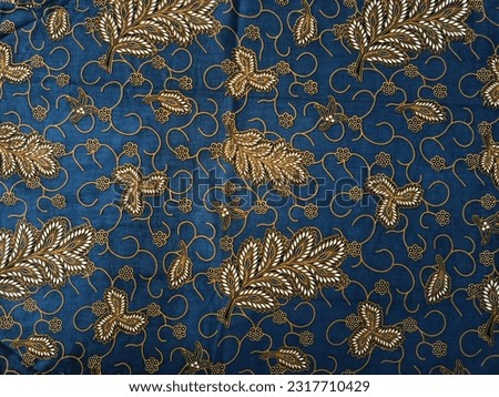 Batik print with leaf motifs, an original Indonesian cultural heritage recognized by UNESCO