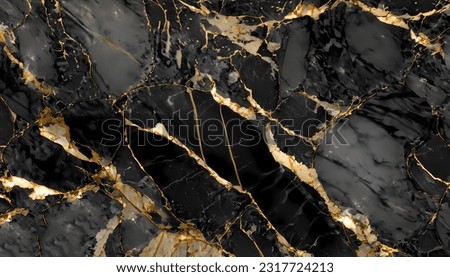 Gold, yellow and white pattern natural of dark gray marble texture background.