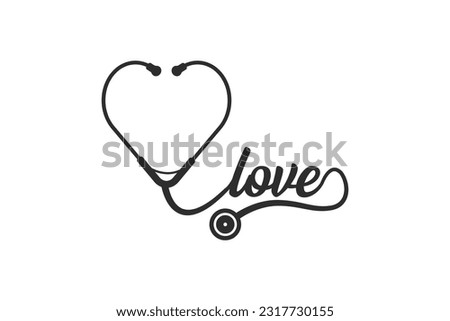 Stethoscope Heart Vector, Medical tools Vector, Stethoscope typography, Doctor, Nurse, Health, illustration, Clip Art, medical illustration, Typography