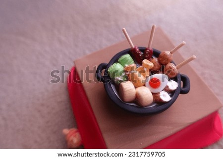 Mini clay oden set on the table