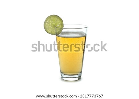 Glass of ginger beer isolated on white Royalty-Free Stock Photo #2317773767