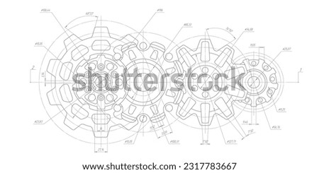 Gears.Mechanical Engineering background .Technical drawing .Vector illustration . Royalty-Free Stock Photo #2317783667