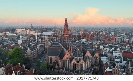 Aerial view of famous places Amsterdam, Netherlands. Royalty-Free Stock Photo #2317791743
