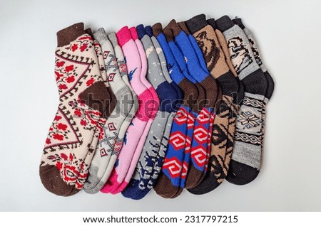 Multicolored Warm Wool Socks Set.