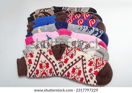 Multicolored Warm Wool Socks Set.