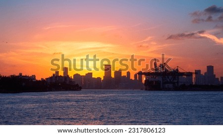 Sunset in Miami from Miami Beach