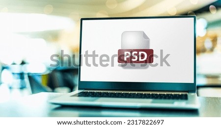 Laptop computer displaying the icon of PSD file