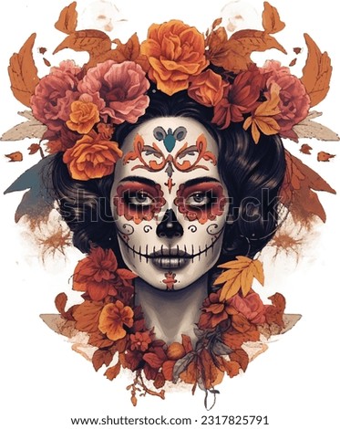 Dia DE Los Muertos face painting, Mexican Holiday, costume Royalty-Free Stock Photo #2317825791