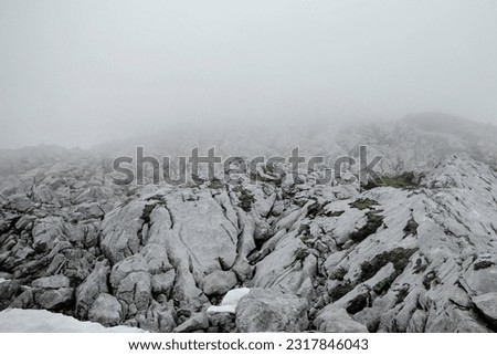Picturesque panoramic view of the snowy Austrian Alps mountains. Popular hiking route. Alps, Austria. High quantity photo