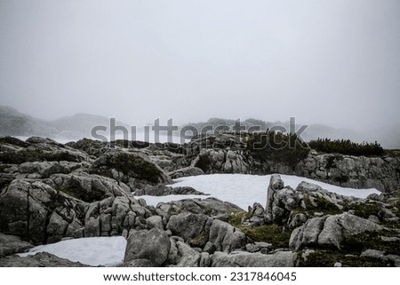 Picturesque panoramic view of the snowy Austrian Alps mountains. Popular hiking route. Alps, Austria. High quantity photo