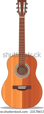 Flat vector acoustic guitar on white background