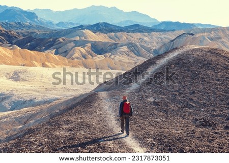 Tourist in Zabriski point in USA, Death Valley National Park, California