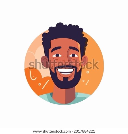 a Portrait and avatar of male. Laughter and joy, smile and calmness. Diversity of personage, multiethnic society. Cartoon character, vector in flat style, flat color