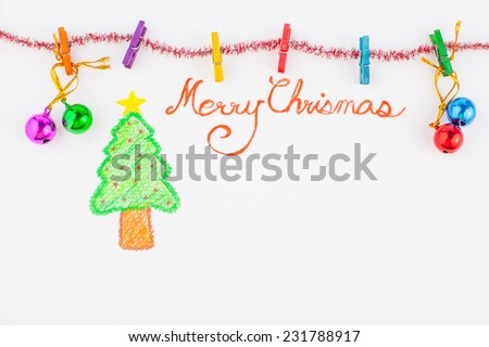 Christmas handwriting typography on white paper background