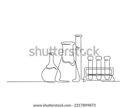 Continuous one line drawing of laboratory test tube. laboratory equipment line art vector illustration. Research and science concept. Editable stroke.	 Royalty-Free Stock Photo #2317899873