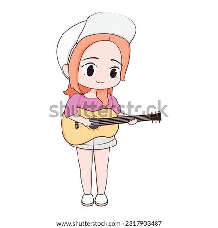 Kpop Girl Pose playing guitar