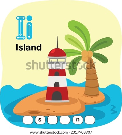 Illustration Isolated Alphabet Letter I-Island
