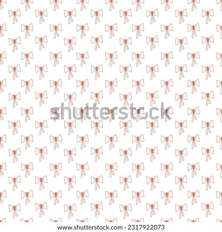Seamless pattern with one bow on white background4. Doodle vector color illustration.